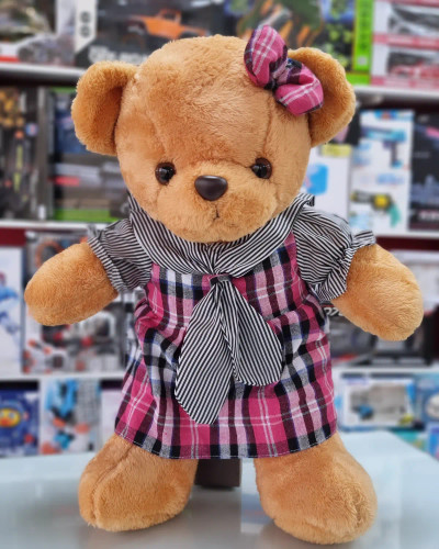 عروسک خرس طرح دامن چهارخونه